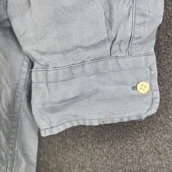 J Crew Shirt Mens Large Linen Button Down Utility Roll Sleeve Casual Workwear - Picture 7 of 16